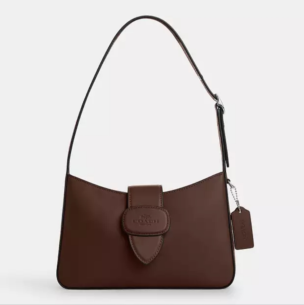 New! Coach Eliza Shoulder Bag With Zipper Closure In Silver/Maple 🍁🍁🍁 - Picture 5 of 5